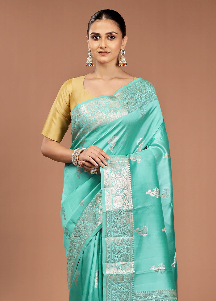 Green Handloom Dupion Pure Silk Saree With Blouse Piece