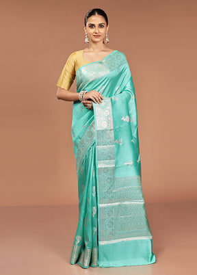 Green Handloom Dupion Pure Silk Saree With Blouse Piece