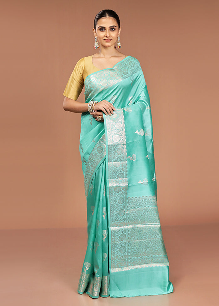 Green Handloom Dupion Pure Silk Saree With Blouse Piece