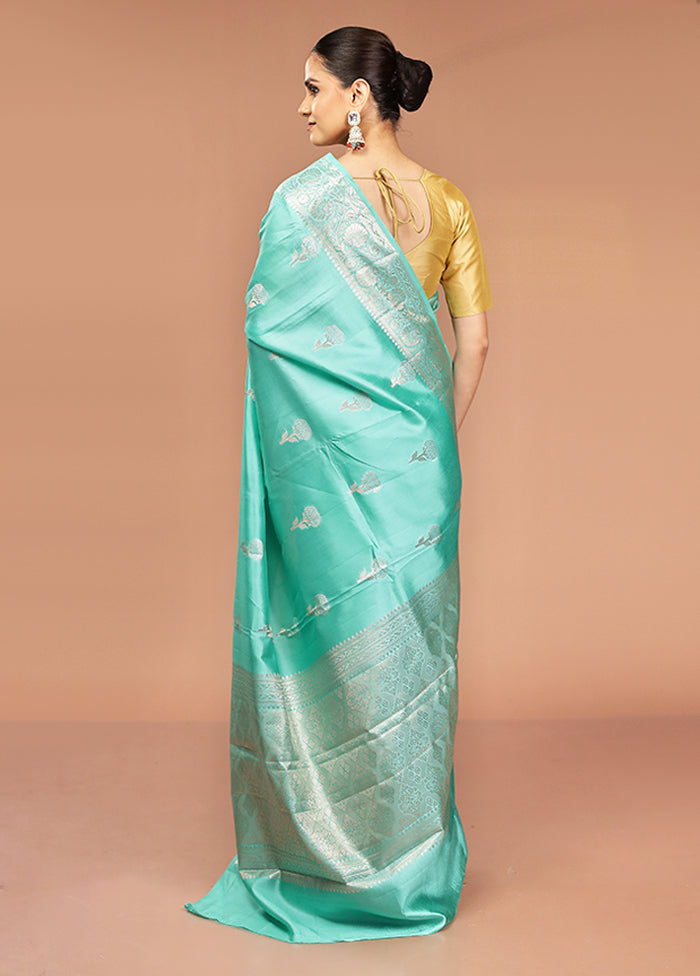 Green Handloom Dupion Pure Silk Saree With Blouse Piece