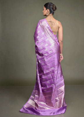 Purple Handloom Dupion Pure Silk Saree With Blouse Piece