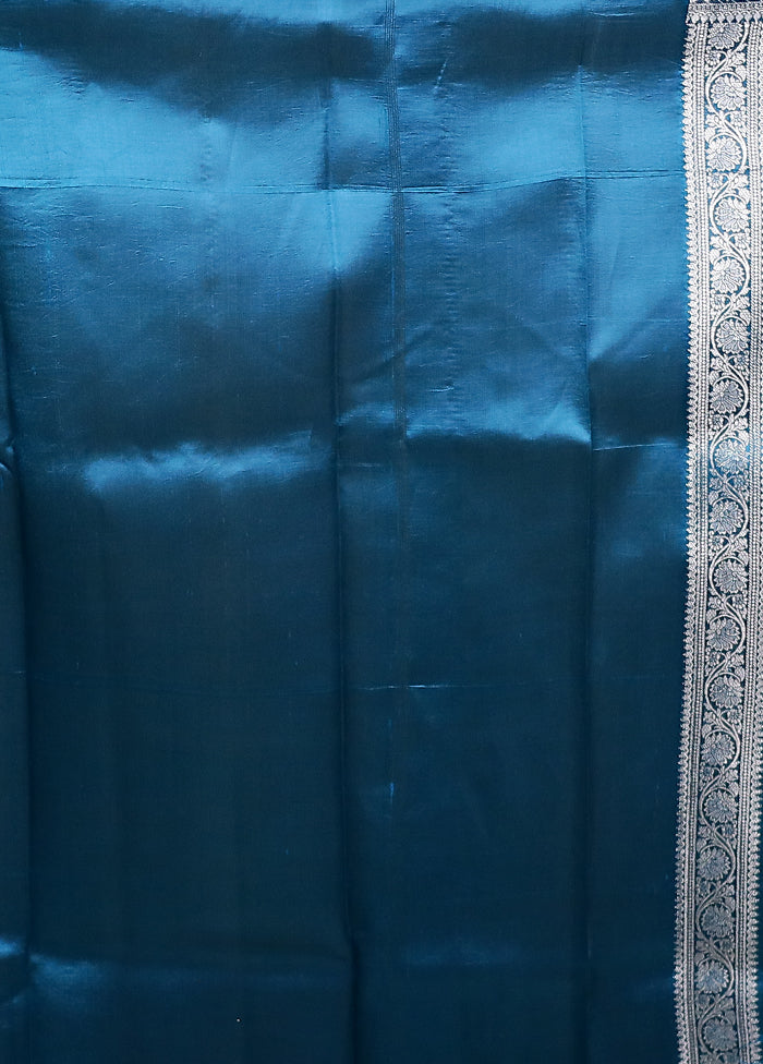 Blue Handloom Dupion Pure Silk Saree With Blouse Piece