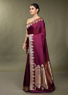 Purple Banarasi Silk Saree With Blouse Piece