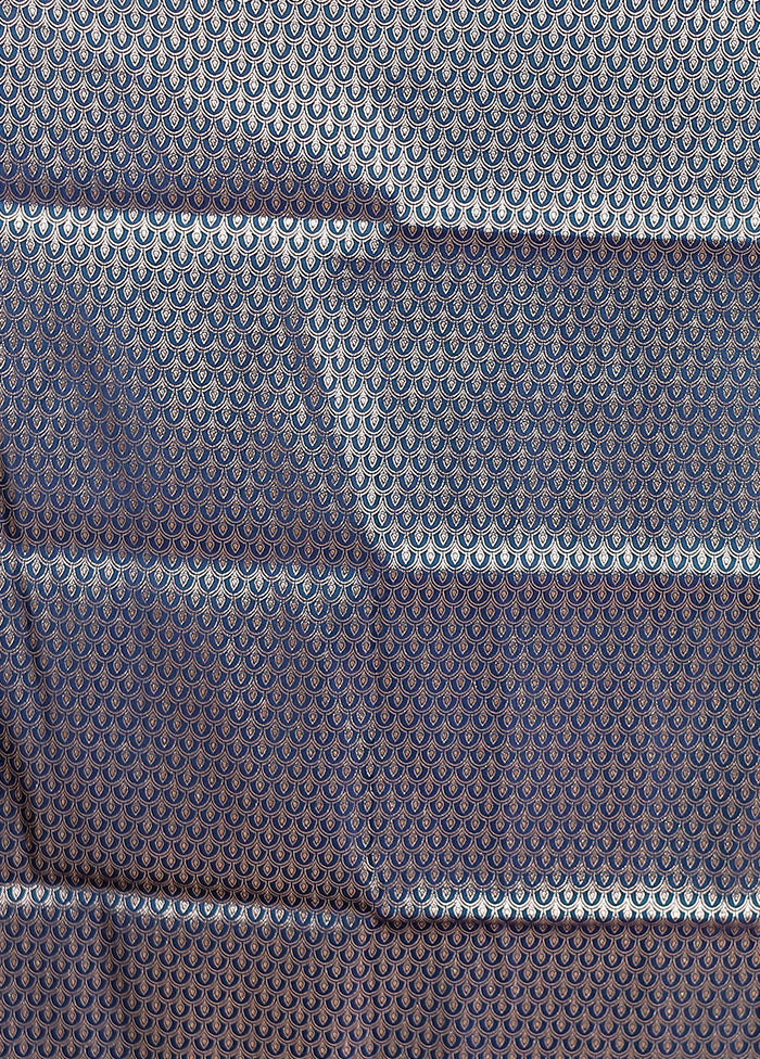 Blue Banarasi Silk Saree With Blouse Piece