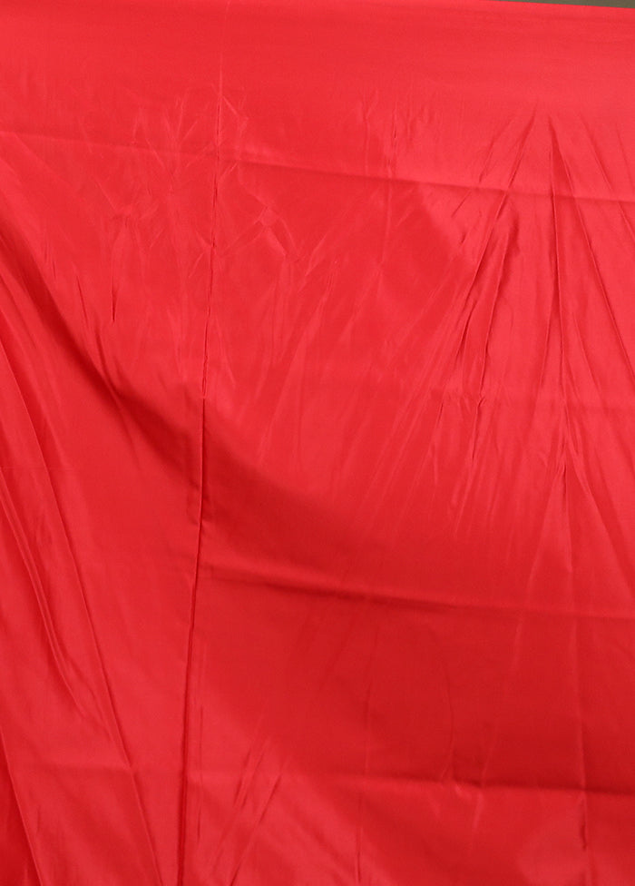 Red Banarasi Silk Saree With Blouse Piece
