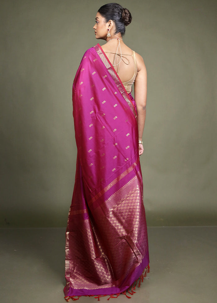 Purple Kanjivaram Silk Saree With Blouse Piece