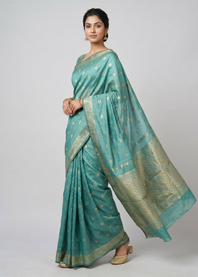 Green Kanjivaram Silk Saree With Blouse Piece
