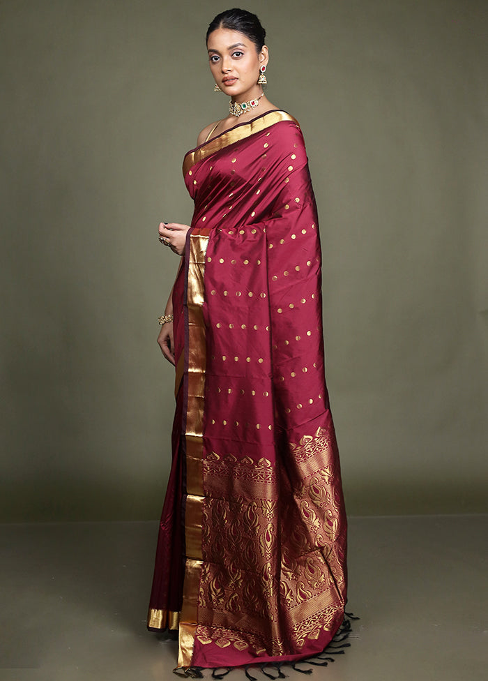 Purple Kanjivaram Silk Saree With Blouse Piece