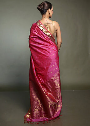 Pink Kanjivaram Silk Saree With Blouse Piece
