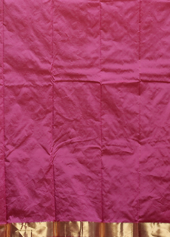 Pink Kanjivaram Silk Saree With Blouse Piece