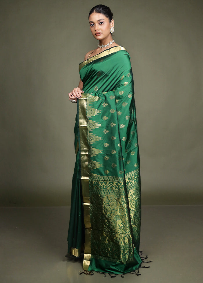Green Kanjivaram Silk Saree With Blouse Piece