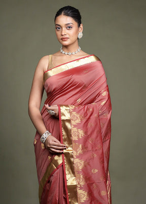 Maroon Kanjivaram Silk Saree With Blouse Piece