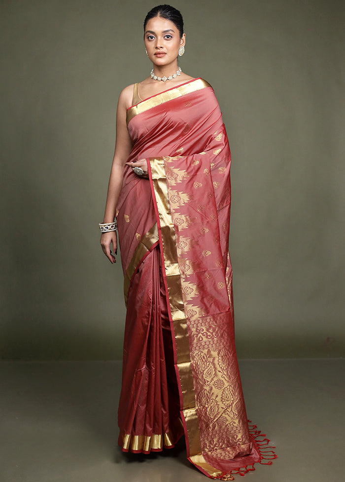 Maroon Kanjivaram Silk Saree With Blouse Piece