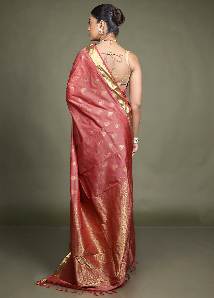 Maroon Kanjivaram Silk Saree With Blouse Piece