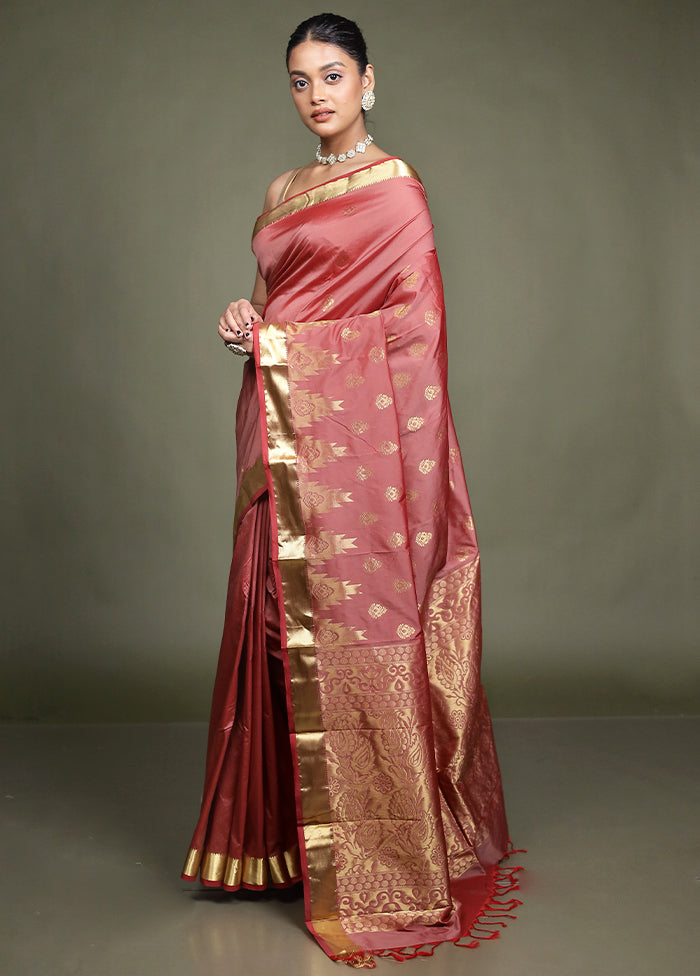 Maroon Kanjivaram Silk Saree With Blouse Piece