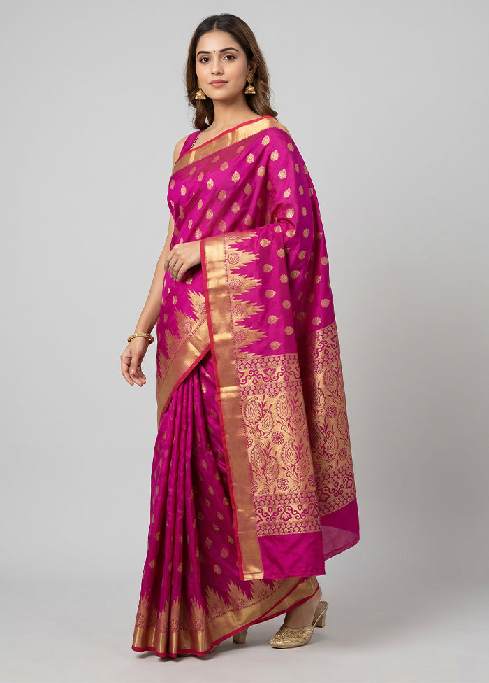 Purple Kanjivaram Silk Saree With Blouse Piece