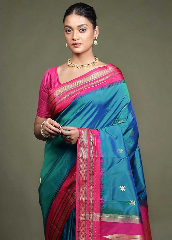 Green Kanjivaram Silk Saree With Blouse Piece