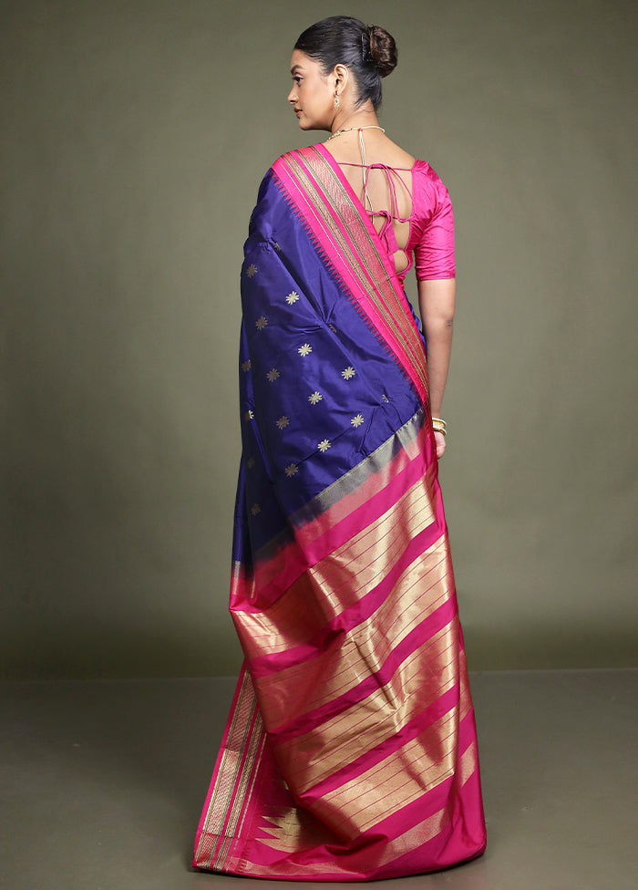 Blue Kanjivaram Silk Saree With Blouse Piece