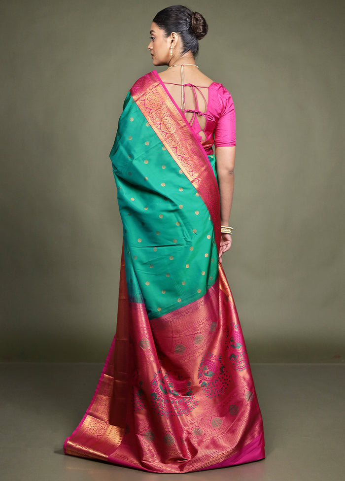 Green Kanjivaram Silk Saree With Blouse Piece