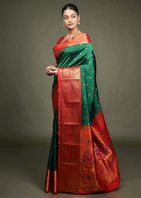 Green Kanjivaram Silk Saree With Blouse Piece