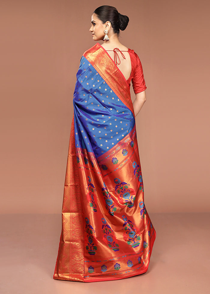 Blue Kanjivaram Silk Saree With Blouse Piece
