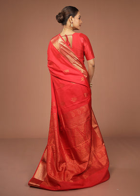 Red Kanjivaram Silk Saree With Blouse Piece