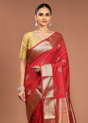 Maroon Kanjivaram Silk Saree With Blouse Piece