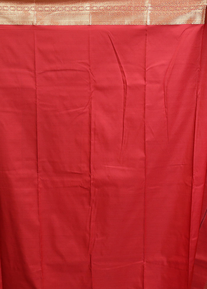Maroon Kanjivaram Silk Saree With Blouse Piece