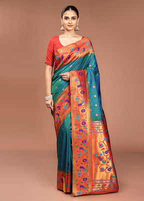 Green Kanjivaram Silk Saree With Blouse Piece
