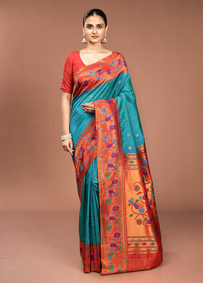 Green Kanjivaram Silk Saree With Blouse Piece