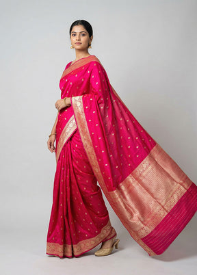 Pink Handloom Katan Pure Silk Saree With Blouse Piece