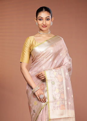 Pink Tissue Silk Saree With Blouse Piece