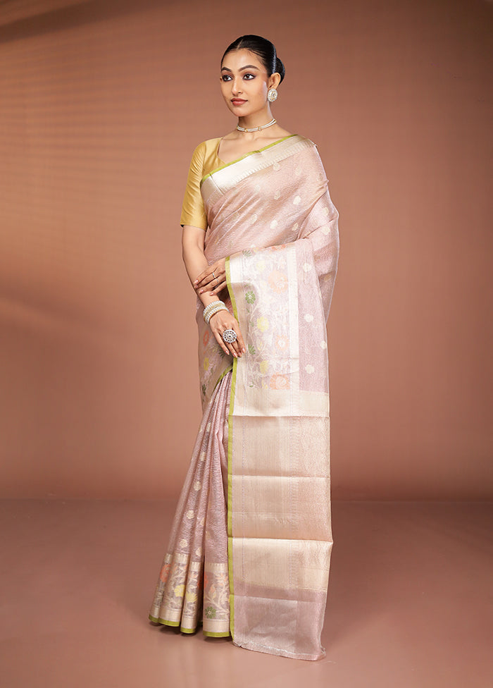 Pink Tissue Silk Saree With Blouse Piece