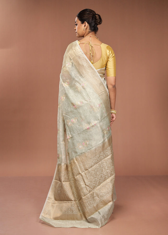 Green Tissue Silk Saree With Blouse Piece