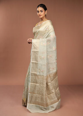 Green Tissue Silk Saree With Blouse Piece