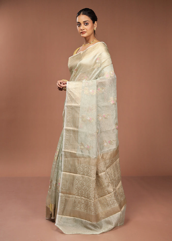 Green Tissue Silk Saree With Blouse Piece