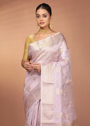 Purple Tissue Silk Saree With Blouse Piece
