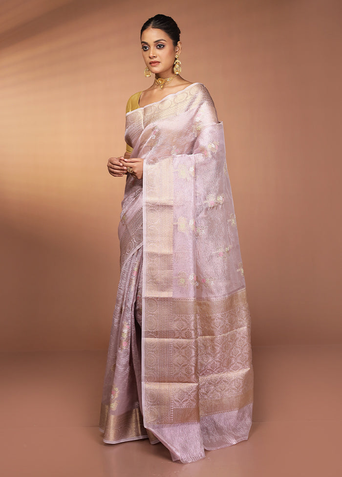 Purple Tissue Silk Saree With Blouse Piece