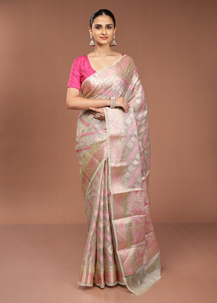 Green Tissue Silk Saree With Blouse Piece