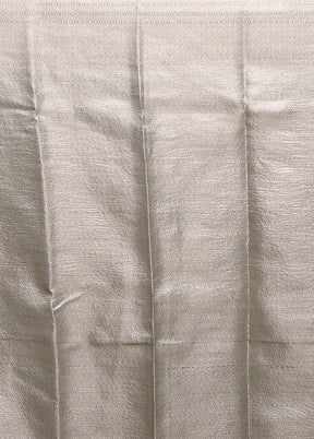 Grey Crushed Tissue Silk Saree With Blouse Piece