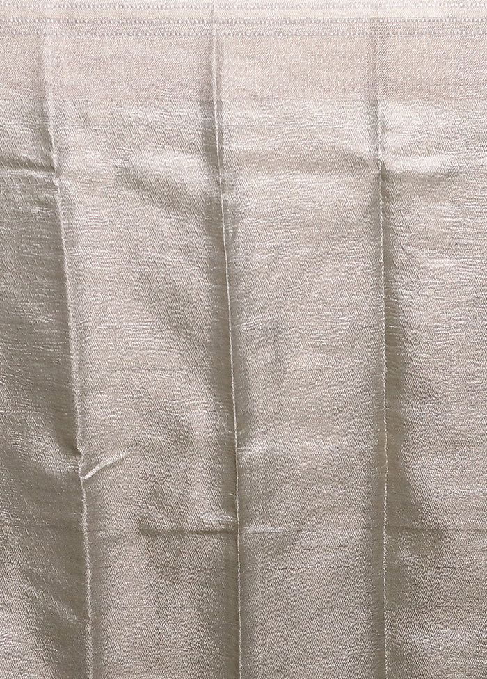 Grey Crushed Tissue Silk Saree With Blouse Piece