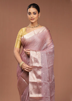 Purple Tissue Silk Saree With Blouse Piece