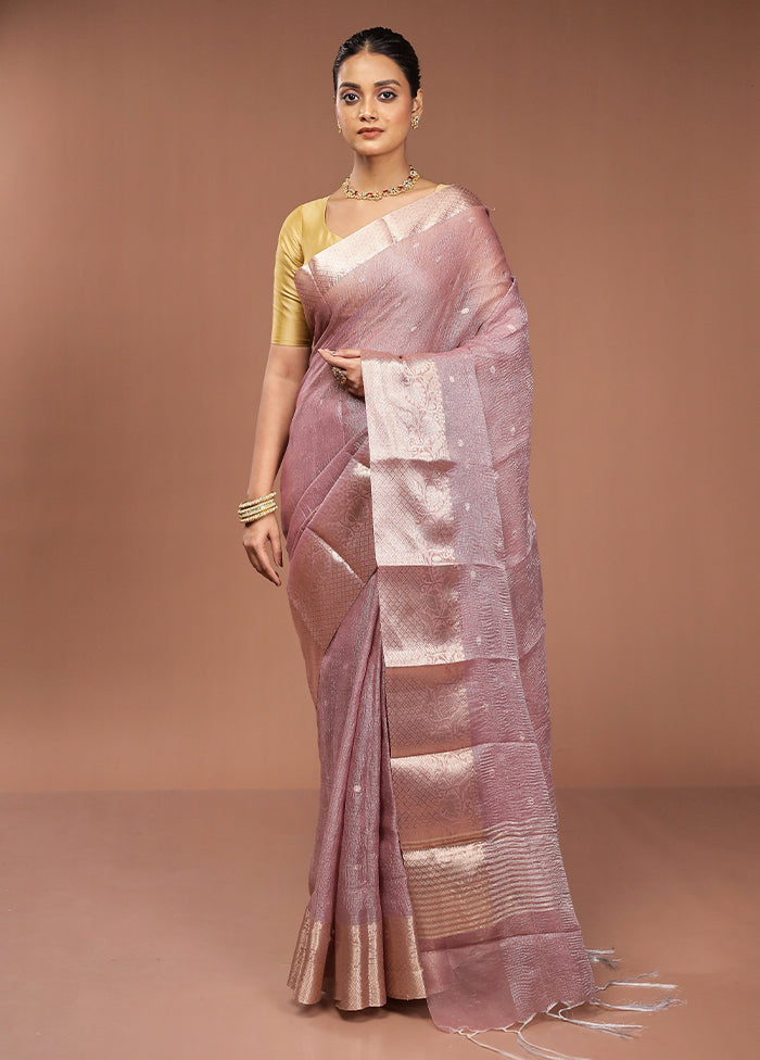 Purple Tissue Silk Saree With Blouse Piece