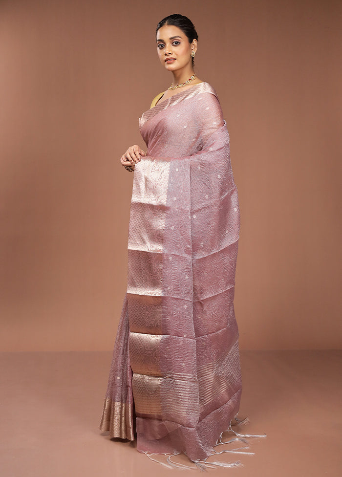 Purple Tissue Silk Saree With Blouse Piece