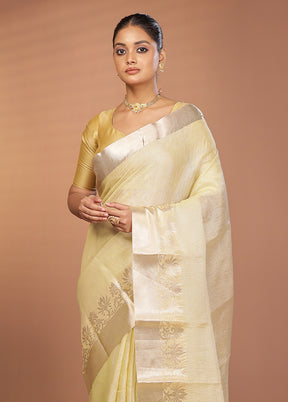 Cream Tissue Silk Saree With Blouse Piece