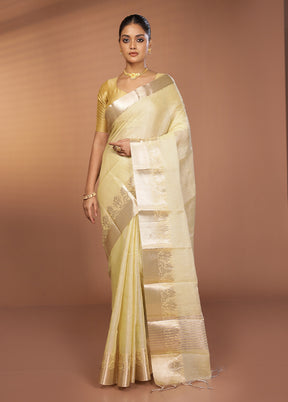 Cream Tissue Silk Saree With Blouse Piece