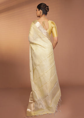 Cream Tissue Silk Saree With Blouse Piece