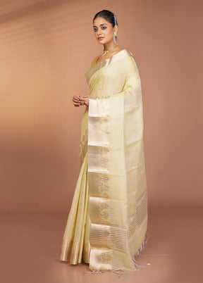 Cream Tissue Silk Saree With Blouse Piece