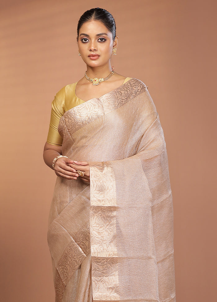 Cream Tissue Silk Saree With Blouse Piece