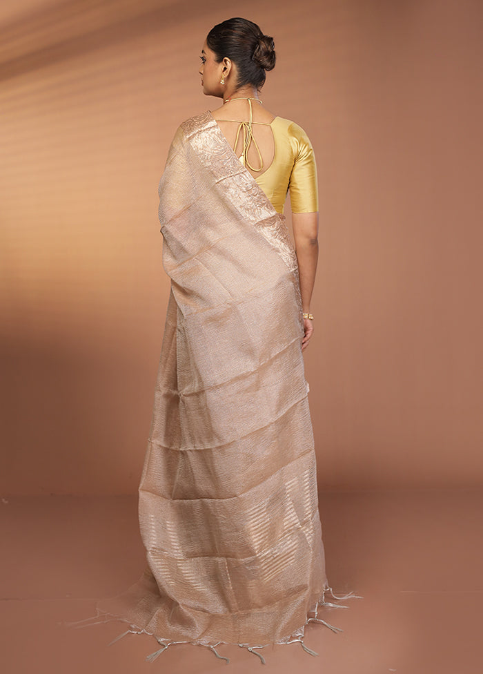 Cream Tissue Silk Saree With Blouse Piece